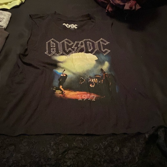 AC/DC | Tops | Ac Dc Tank With Lace Bottom | Poshmark
